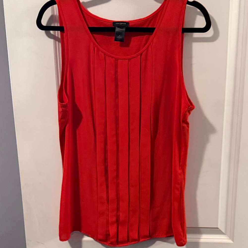 Ann Taylor Scarlet Pleated Tank Top